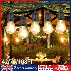 LIGHTS LED OUTDOOR 42-108FT E27 WATERPROOF DUTY STRING FESTOON GARDEN IP65 HEAVY - Picture 1 of 17