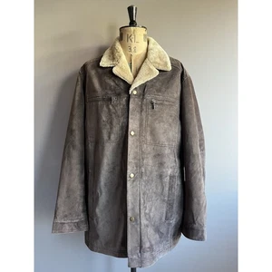 Danier Suede Leather Coat Men’s XL Brown Barn Jacket Quilted Lined - Picture 1 of 13