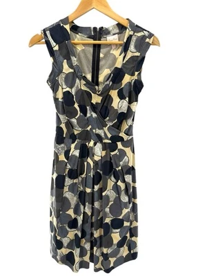 Vestido Tracy Reese New York Lunares Sin Mangas Ajuste y Acampanado Negro Beige Talla 2 Foto 1 de 4