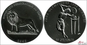 Congo 10 Francs 2002/Olimpiada-Disco/31,31 Gr. Silver Pure - IN Capsule - Picture 1 of 1