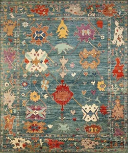 8x10 Green Turkish Oushak Hand Knotted Wool Transitional Oriental Area Rug - Picture 1 of 19