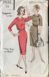 1950s Vogue Vintage Sewing Pattern 9832 | Misses Dress | Size 14 Bust 34" UNUSED - Picture 1 of 3