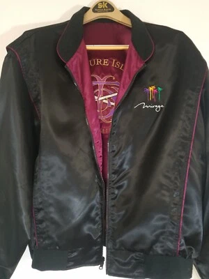 Mirage Treasure Island Bomber Jacket XXXL Reversible Black Burgundy Satin 3134 - Image 1 of 4