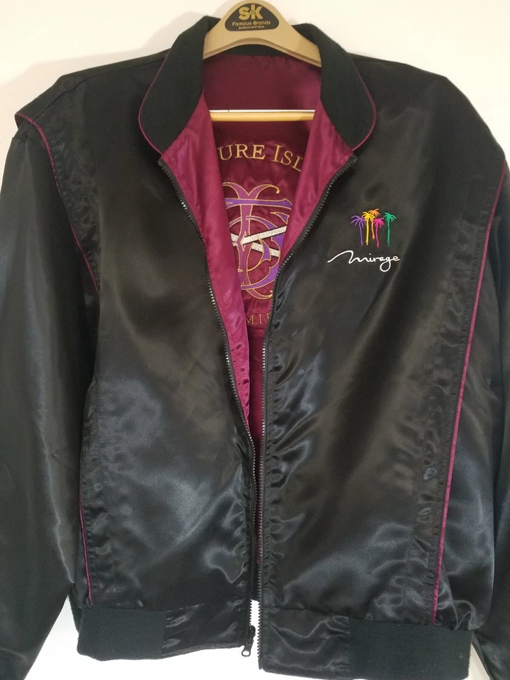 Mirage Treasure Island Bomber Jacket XXXL Reversible Black Burgundy Satin 3134 - Image 1 of 4