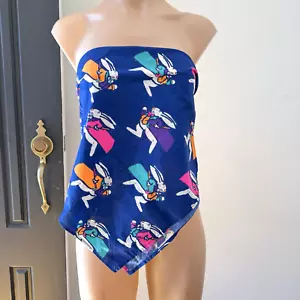 Lush 100% Organic Cotton Handmade Wrap Scarf Bunny Rabbit Blue Colourful Present - Picture 1 of 24
