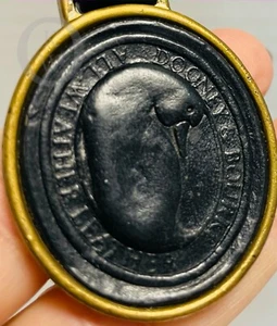 *Vintage*DOONEY & BOURKE*Black*/Brass Duck Key Ring Fob Chain  22038 S166B - Picture 1 of 4