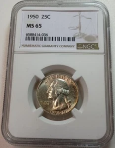 1950 Washington 25c Quarter NGC MS65 #6588414-036 - Picture 1 of 4
