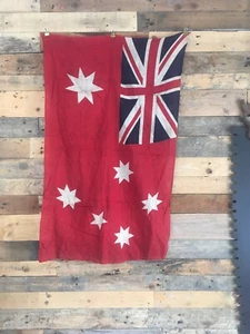 RARE ANTIQUE 41" RED AUSTRALIA NAVAL ENSIGN FLAG DECORATIVE VINTAGE WALL HANGING - Picture 1 of 11