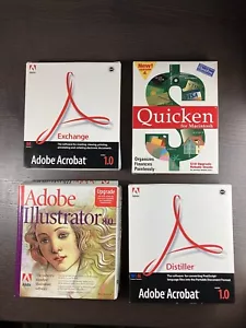 Adobe Acrobat Exchange 1.0 Distiller 1.0 Illustrator 8.0 Quicken Vtg PC Software - Picture 1 of 15