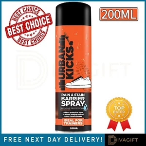 URBAN KICKS RAIN & STAIN DEFENCE BARRIER SHOE TRAINER SPRAY REPELLENT NEW 200ML  - Picture 1 of 5