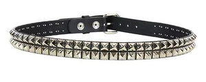 2 Row Pyramid Studded Belt Leather Punk Metal Thrash Sid Vicious Slash USA Made - Picture 1 of 4