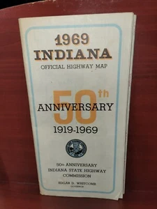 Vintage 1969 50th Anniversay. Indiana Official Highway Map - Picture 1 of 1