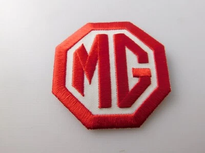 MG CAR PATCH BRITISH AUTO ADVERTISING LOGO RED LETTERS EMBLEM - Image 1 of 3