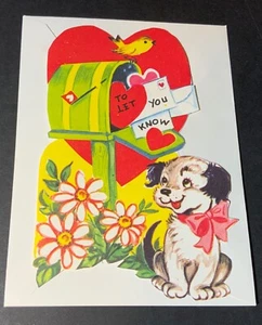Perro cachorro Fuld Valentine SIN USAR de colección en buzón pájaro “para hacerte saber” *PAPEL* - Imagen 1 de 4