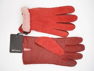 NEW 850,00 $ KITON Napoli Red  Gloves Luxury Leather  Size 9 - Picture 1 of 1