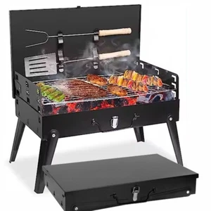 BBQ Barbecue Grill Portable Fold Charcoal Stove Camping Garden Outdoor Case Set - Picture 1 of 12