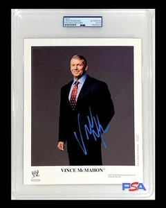 WWE VINCE MCMAHON P-1193 SIGNED 8X10 PROMO PHOTO ENCAPSULATED BY PSA EXACT PROOF - Picture 1 of 6