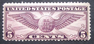 US Scott # C12 Violet Winged Globe 5 cent 1930 MNH OG - Bild 1 von 2