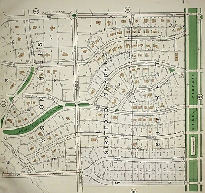 Placa litográfica color raro mapa Atlas de Kansas City Missouri 1925 #120 y 121 Foto 1 de 4