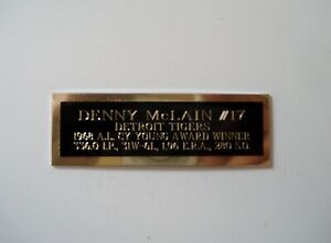 Denny McLain Tigers 1968 Cy Young Baseball Card Plaque Nameplate 1" X 3"