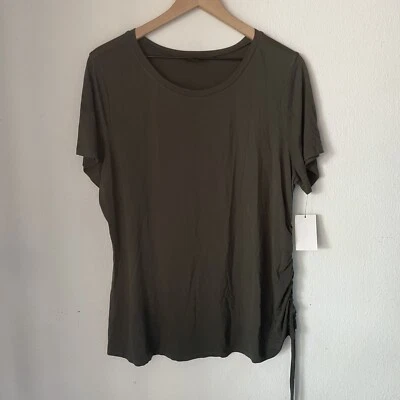 Nordstrom Halogen Grey Beluga Green Viscose Tie Ruched Tee Size 1X - Image 1 of 4