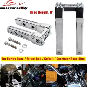 Abrazadera superior estilo recto manillar elevador 8" para Harley FLFB FXBR FXFB FXLR FXLRS - Imagen 1 de 10