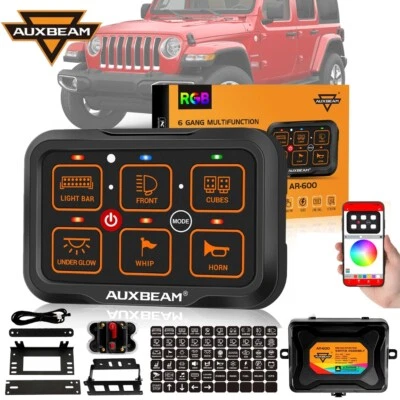 AUXBEAM RGB 6 Gang Switch Painel LED Barra de Luz de Trabalho Telefone App Controle Bluetooth - Imagem 1 de 4