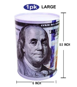 Large 8.5" Ben Franklin $100 Dollar Bill Money Coin Tin  Savings  Piggy Bank - Picture 1 of 4