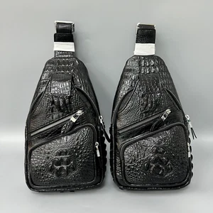 Bolso Mochila de Cuero de Cocodrilo/Caimán Negro Único - Imagen 1 de 9