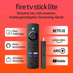Fire TV Stick Lite Free- Und Live-Tv Alexa-Sprachfernbedienung Lite Smart-Home