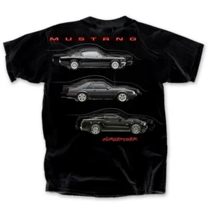 Ford Mustang Horsepower T Shirt Black Tee AMERICAN MUSCLE CARS T'shirt  - Picture 1 of 2
