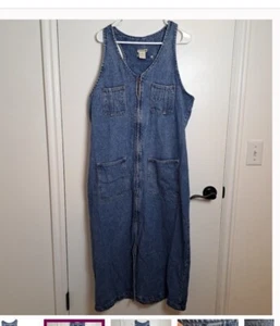 Vintage Democracy Denim Overall Cargo MIDI /Maxi Zip Up Dress Size 20 NWT - Picture 1 of 6