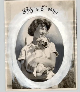Degania Alef ISRAEL Youth Young Woman with DOG 1951 Painted Press Photo - Picture 1 of 2