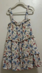 Old Navy Multi Floral Sleeveless Ruffle Trim Lined Swing Dress Girl Sz XS-5 - Picture 1 of 8