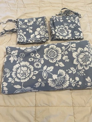 IKEA THISTED FLORA king Duvet Cover king Pillowcase Floral blue cotton set - Image 1 of 4