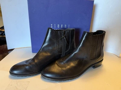 Stuart Weitzman Women's Black Leather 10M Block Heel Ankle - Image 1 of 4