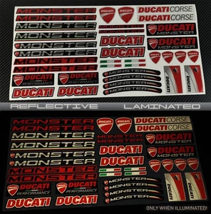 Reflective decals stickers set for Ducati Monster 696 796 821 1200 Laminated - Bild 1 von 7