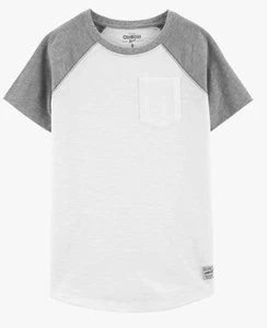 OshKosh B'Gosh Boys' Little Short Sleeve Pocket Tee, Ivory/Grey Size 4 - 5 Shirt - Picture 1 of 3