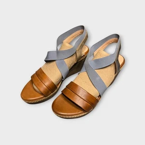 Sandalias Pikolinos para mujer talla 10 con tiras de cuero marrón tacón de cuña - Imagen 1 de 8