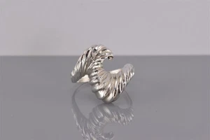 Sterling Silver 19mm Swirled Diamond Cut Wavy Statement Band Ring 925 Sz: 8 - Imagen 1 de 7