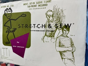 Ann Person Stretch & Sew knit pattern 175-men's set-in sleeve T-shirt size 34-48 - Picture 1 of 2