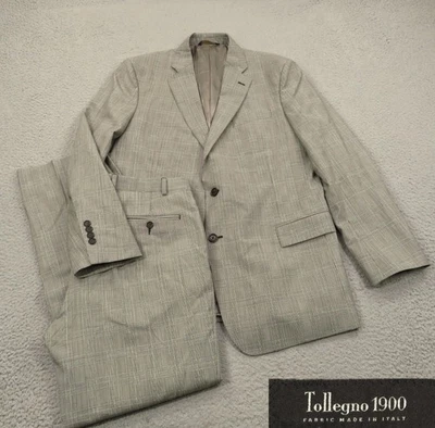 Brooks Brothers Suit 44L Regent Tollegno Wool Glencheck Plaid Jacket 36x32 Pants - Image 1 of 4