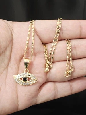 Collar de Ojito Laminado En Oro 14k 黑眼项链 14k 镀金 18 英寸 — 第 1/4 张图片