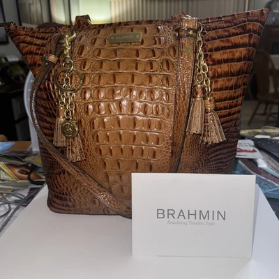 BRAHMIN Asher LARGE Leather Shoulder/Tote Bag-Toasted Almond J51131TD NWOT - Image 1 of 4