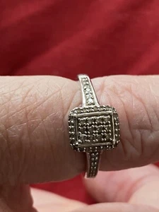 375 9ct White Gold Diamond Square Cluster Set Ring .20 pts UK M / US 6 2.71g - Picture 1 of 7