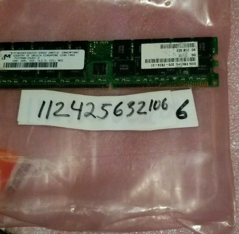 2GB DDR1 DDR PC  PC2700R DDR-333 2700R 333MHZ 184PIN ECC-REG 2RX4 128X4 370-7974 - Image 1 of 1