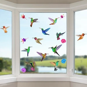 Hermosas calcomanías de vidrio adhesivas de vinilo no adhesivas para ventanas de colibrí - Imagen 1 de 9