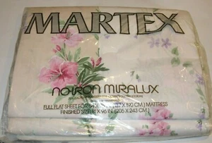 Vintage Sealed MARTEX NORMANDY Full Flat Sheet IVORY WHITE PINK FLORAL 81X96 - Picture 1 of 3