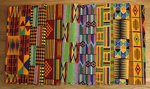 Fat Quarter Bundle Kente Print Fabric Rainbow Colors 4 Patching,Quilts,Crafts - Picture 1 of 7