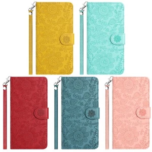 Floral Prägung Kunstleder Brieftasche Flip Handy Hüllen Cover Handschlaufe - Bild 1 von 66